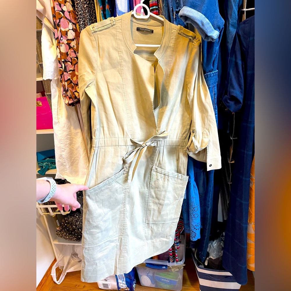 Elie Tahari linen and leather dress perfect condition